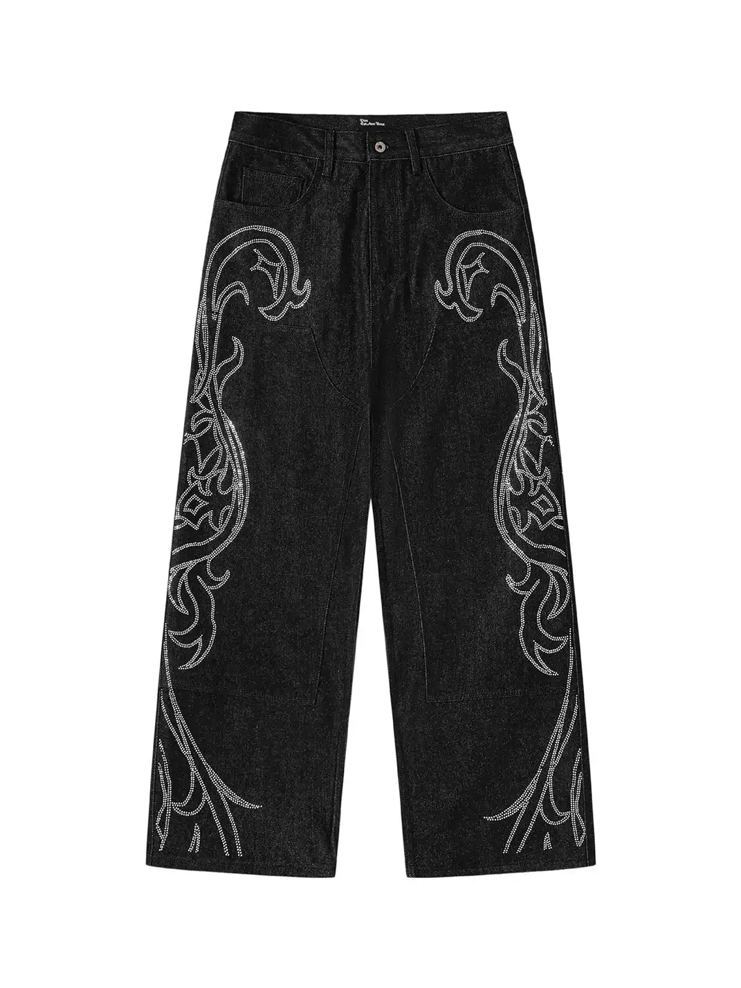 DEAV | Rhinestone-Stamped Raw Denim Jeans