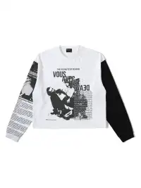 DEAV | Retro Newspaper Patchwork Long Sleeve