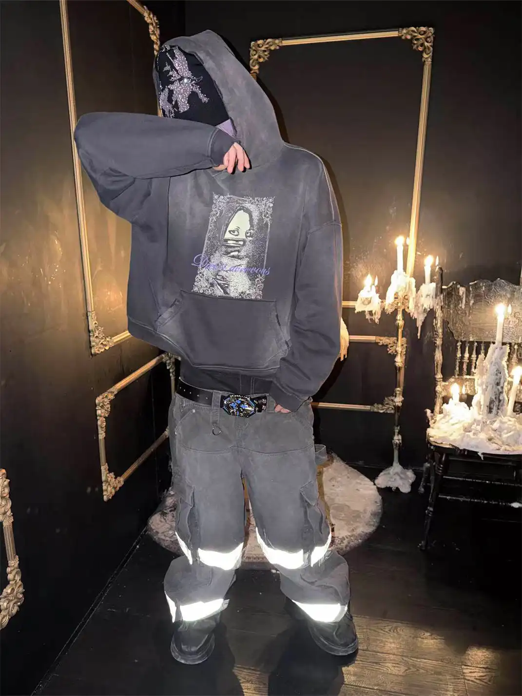DEAV | Portrait Washed Distressed Hooded Sweatshirt