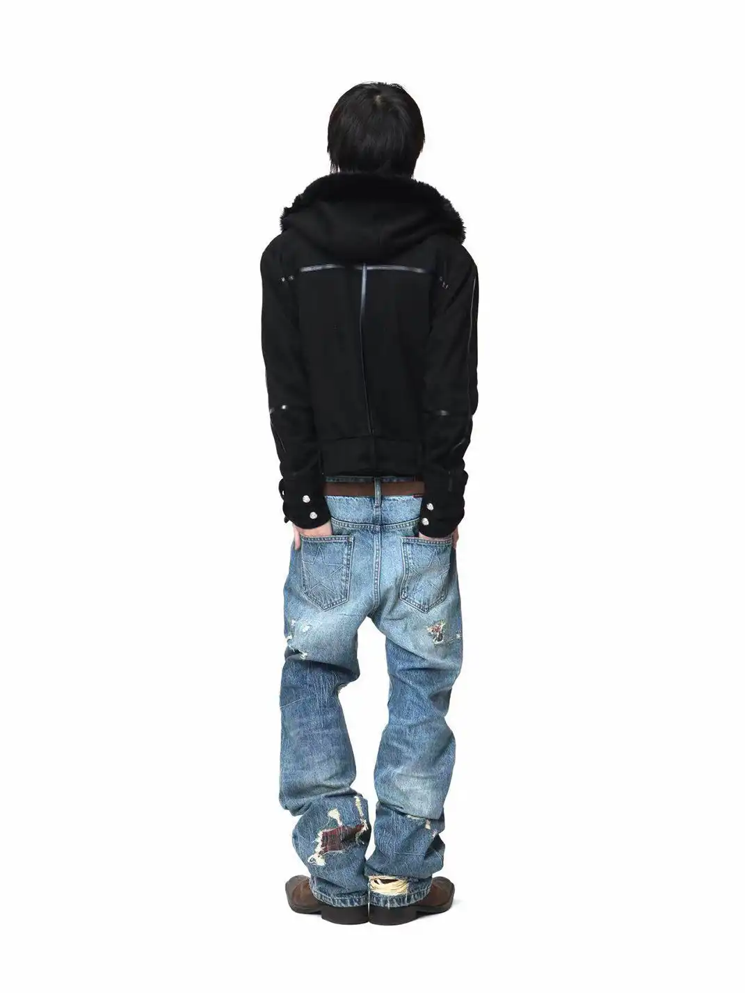 DETW | Plaid Ripped Stacked Jeans