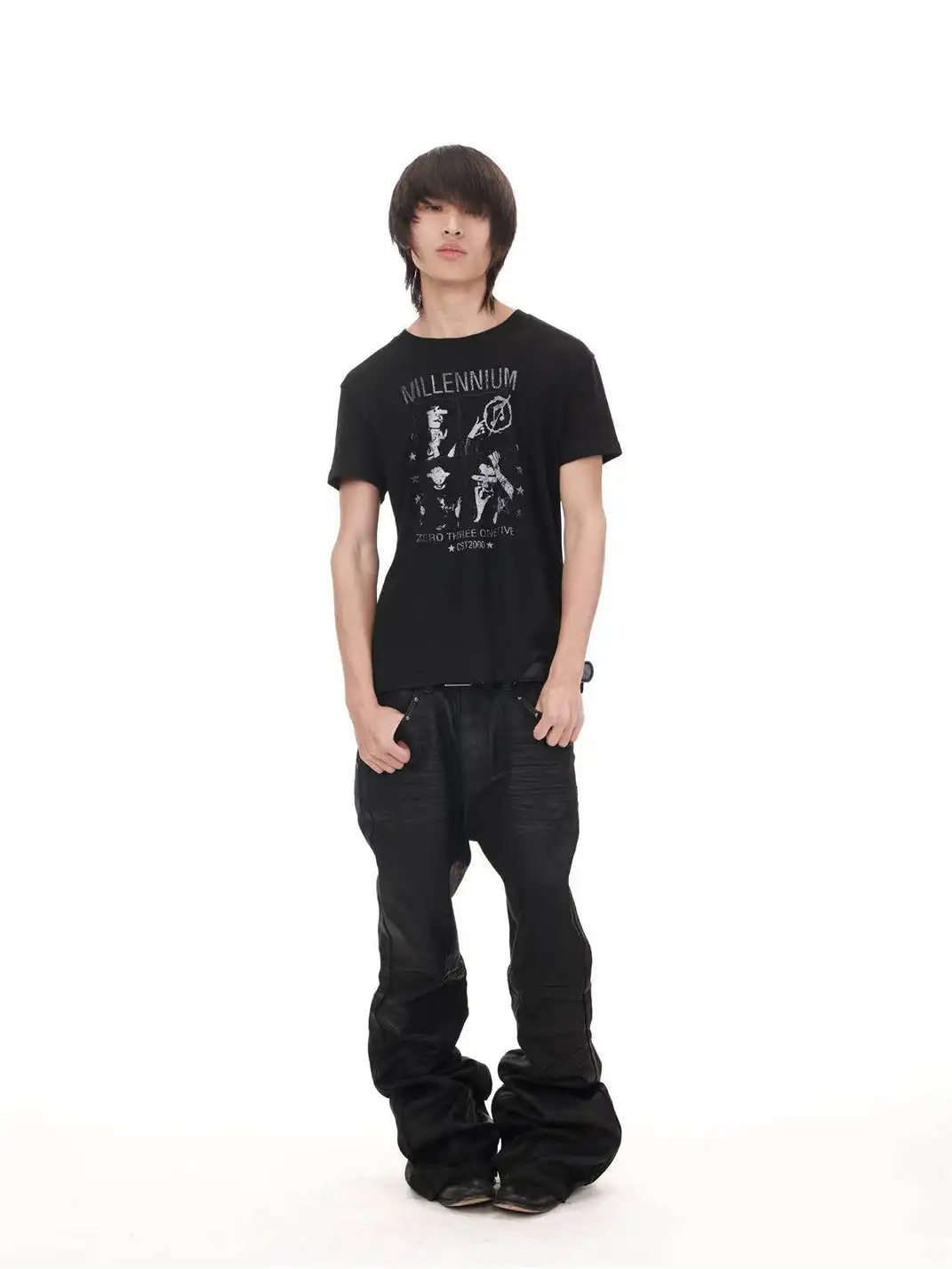 DETW | Four-Grid Print Crew Neck T-shirt