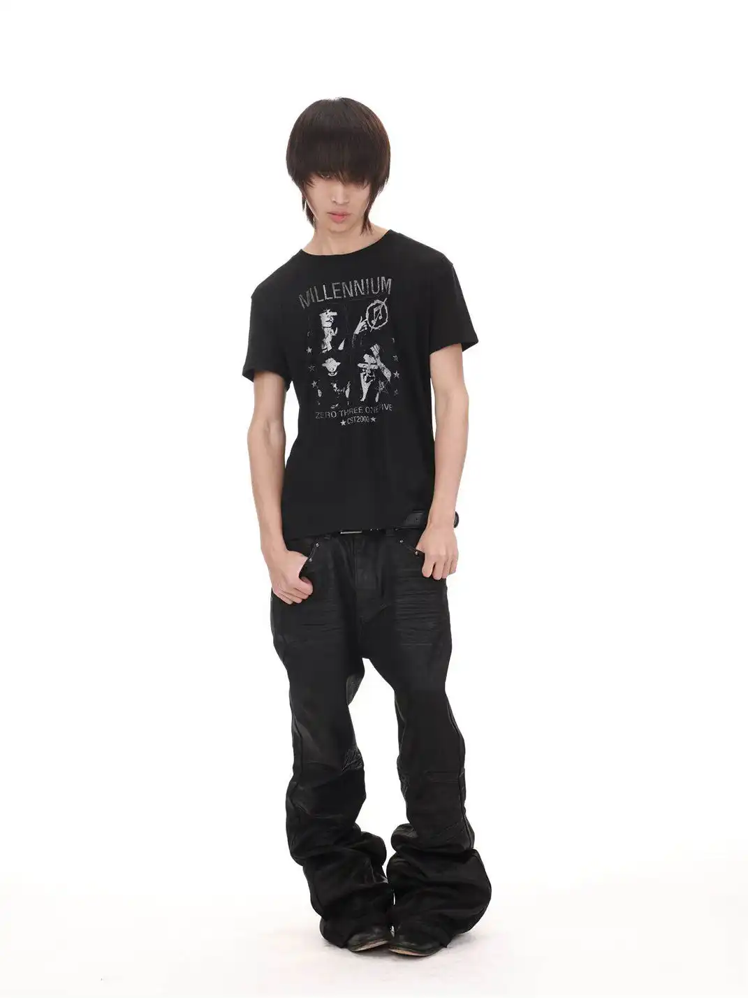 DETW | Four-Grid Print Crew Neck T-shirt