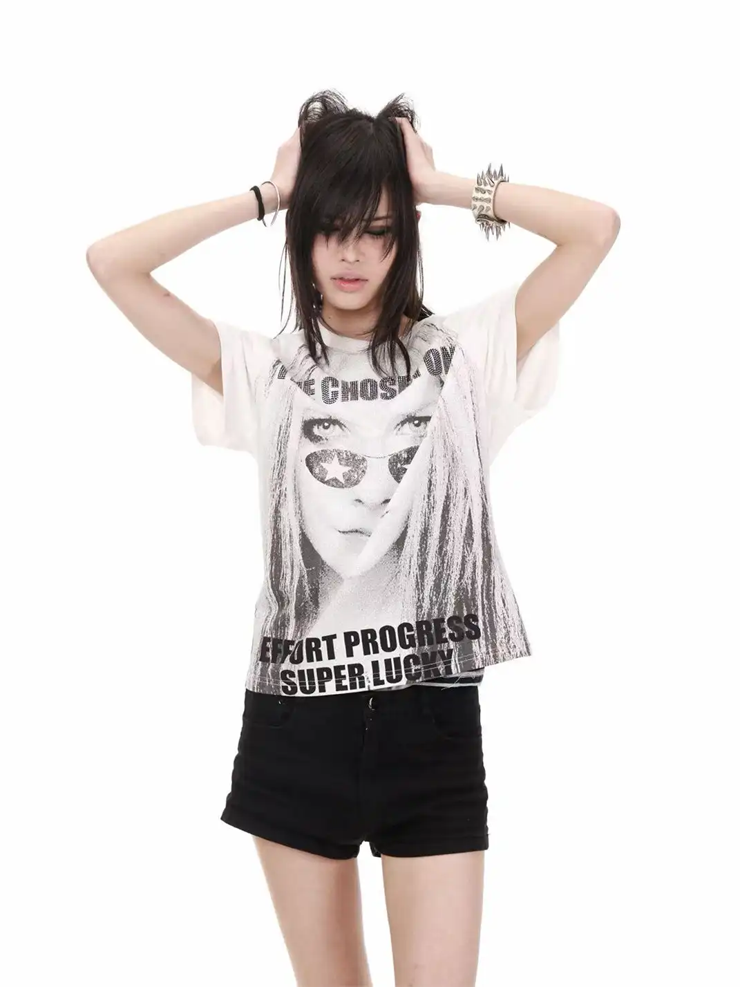 DETW | Girl All-Over Print Hot-Fix Rhinestone T-shirt