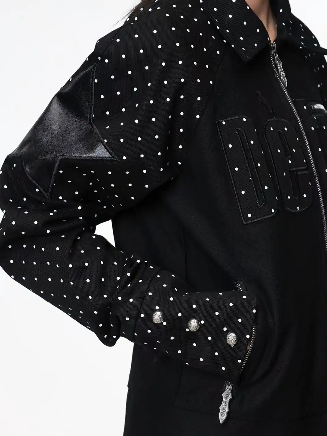 DETW | Polka Dot Lapel Color Block Jacket