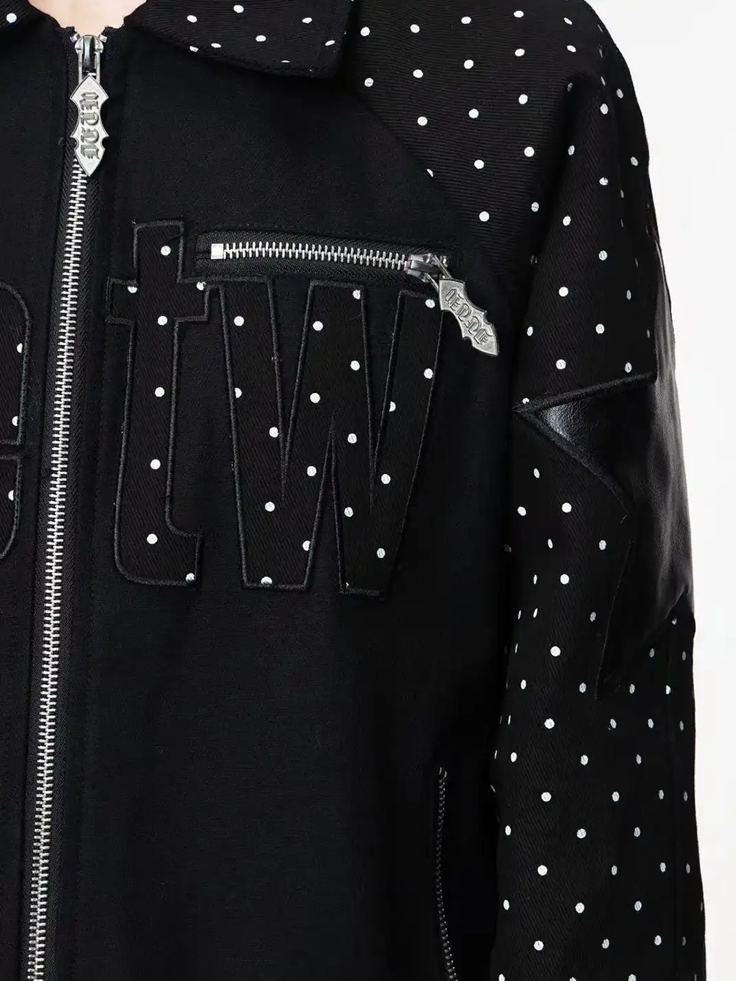 DETW | Polka Dot Lapel Color Block Jacket