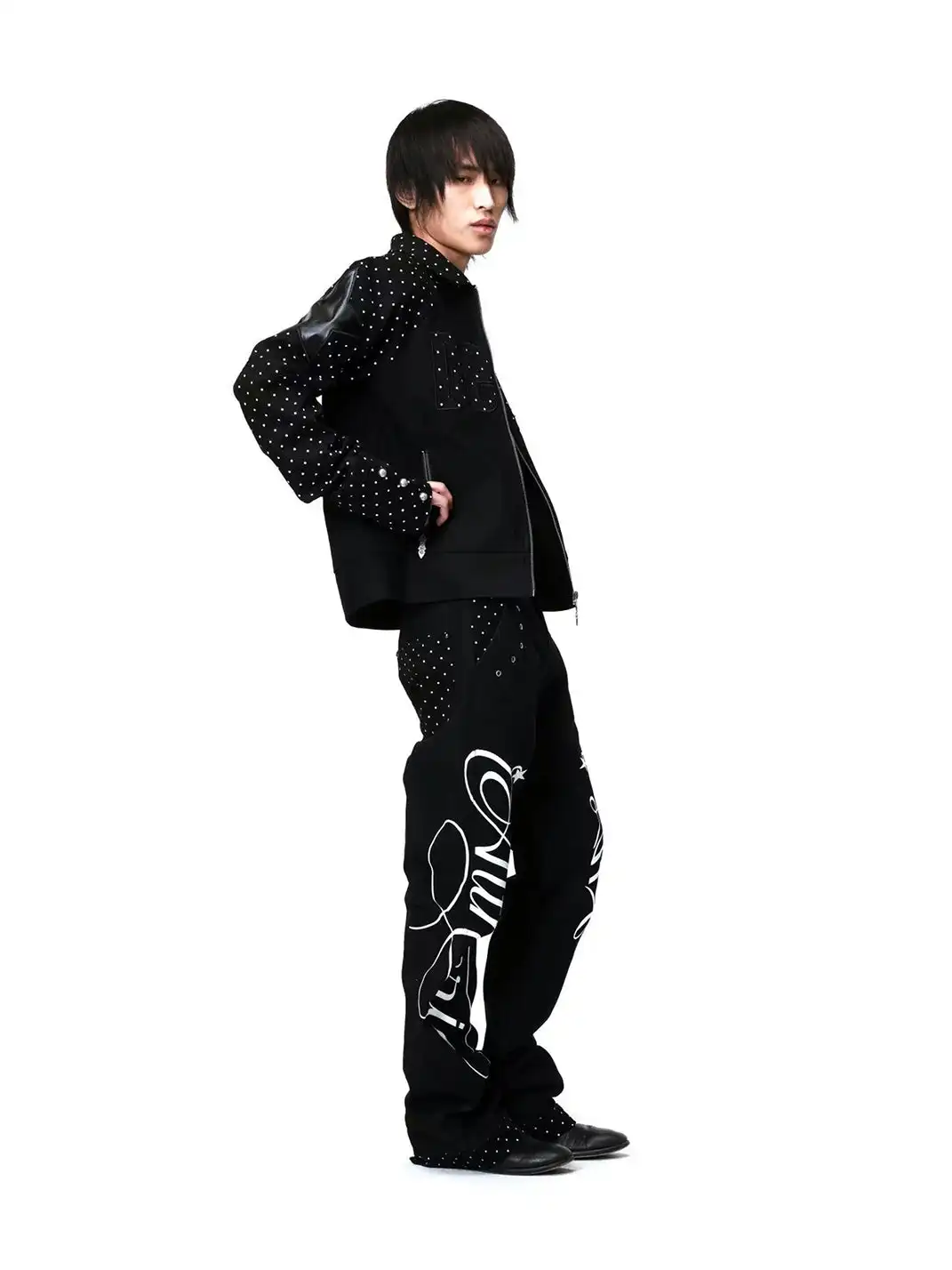 DETW | Polka Dot Lapel Color Block Jacket