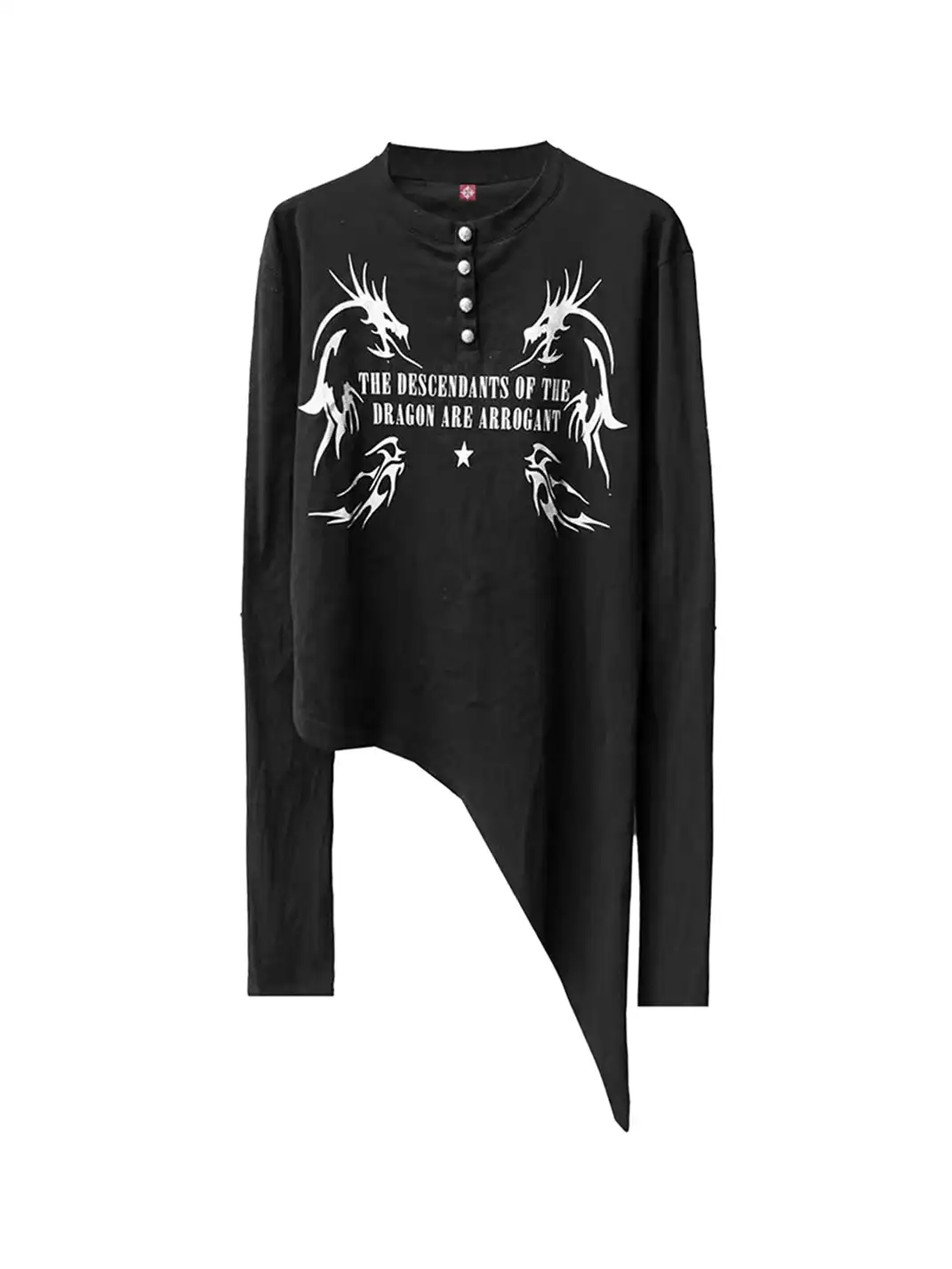 DETW | Asymmetric Dipped Hem Long Sleeve T-shirt