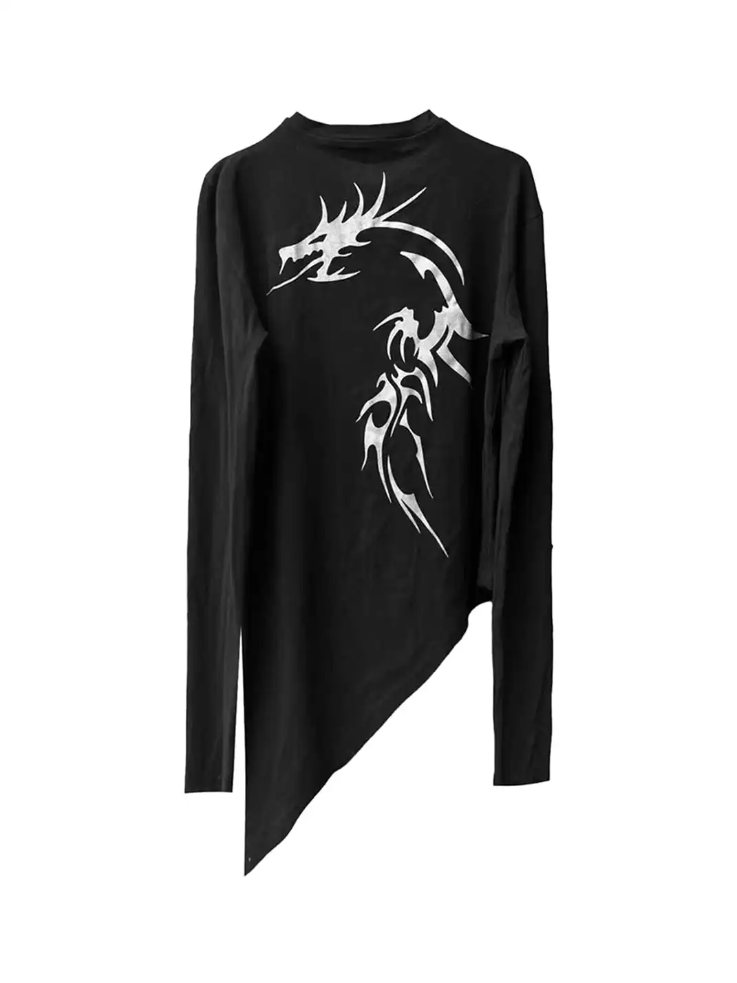 DETW | Asymmetric Dipped Hem Long Sleeve T-shirt