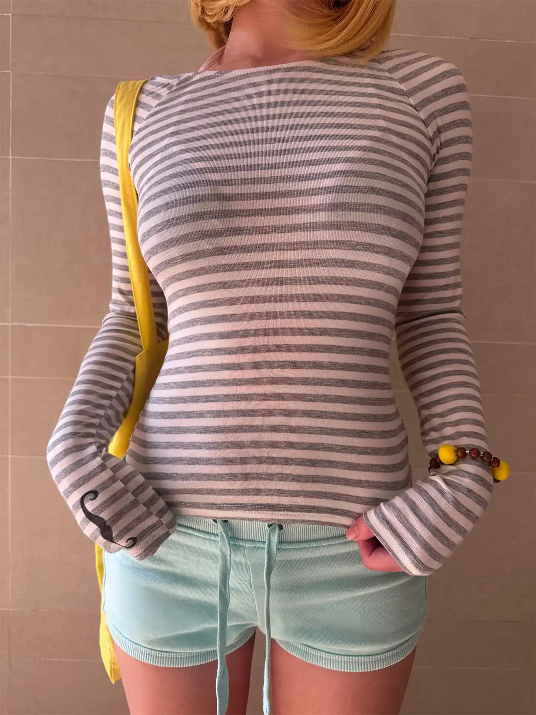 Rebel Angel | Striped Open Back Top with Beard Sleeves