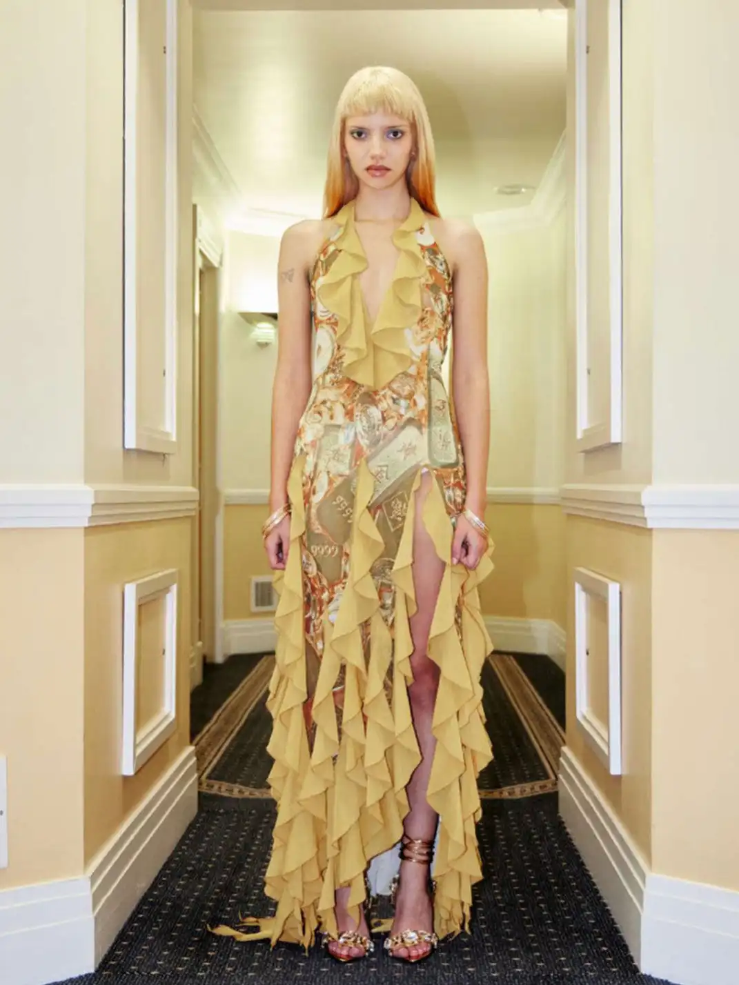 HuDieGongZhu | Golden Fortune Luxe Dress
