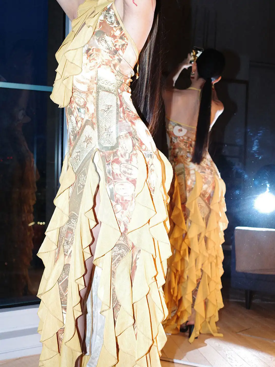 HuDieGongZhu | Golden Fortune Luxe Dress