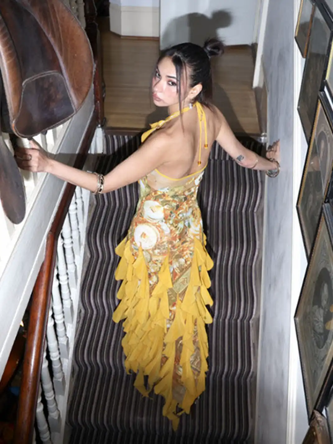 HuDieGongZhu | Golden Fortune Luxe Dress