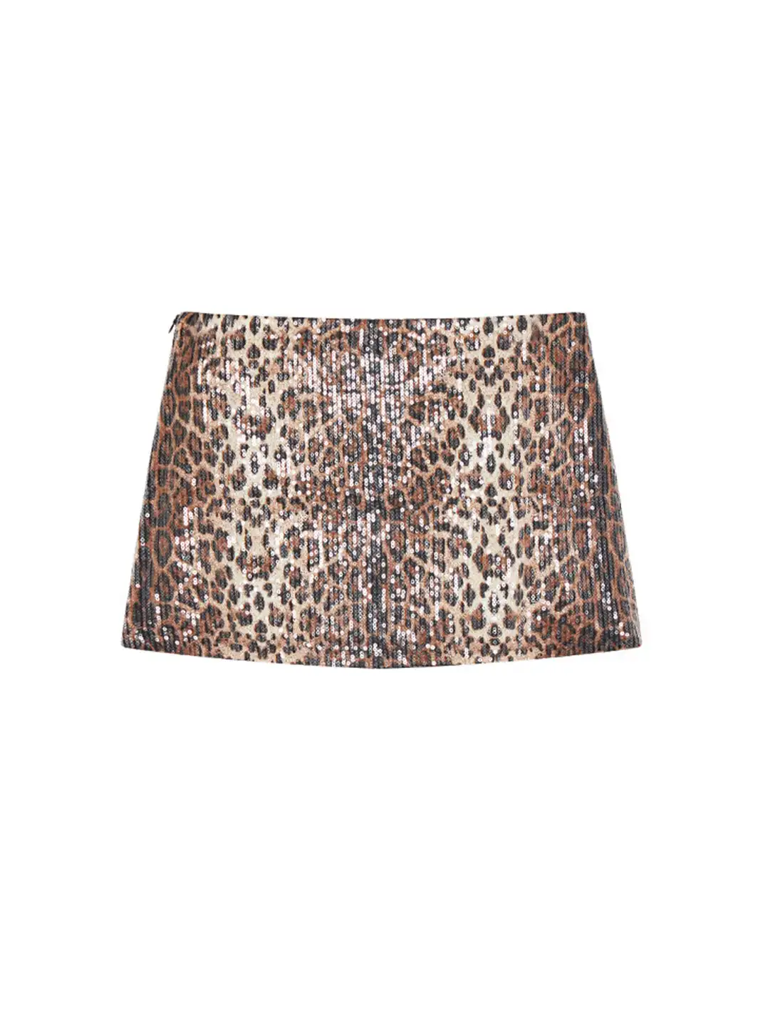 HuDieGongZhu | Leopard Print Sequined Mini Skirt