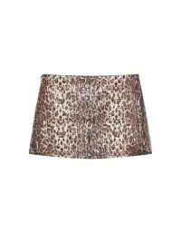 HuDieGongZhu | Leopard Print Sequined Mini Skirt