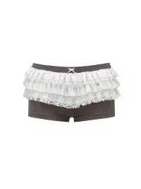 HuDieGongZhu | Grey Lace-Trimmed Shorts