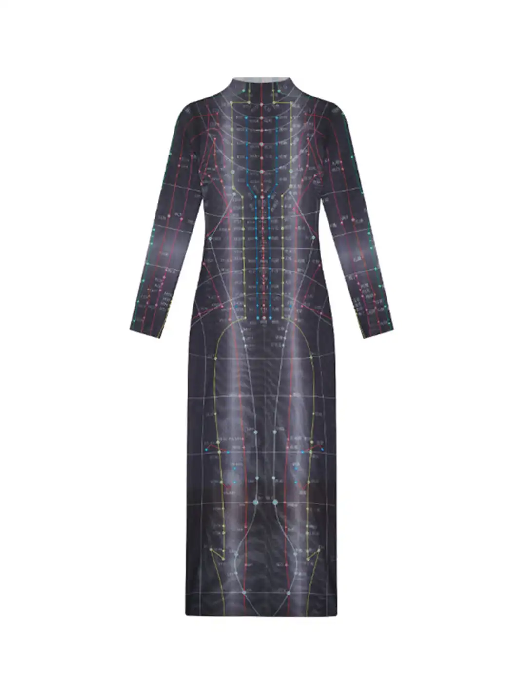 HuDieGongZhu | Acupuncture Point Print Mesh Dress