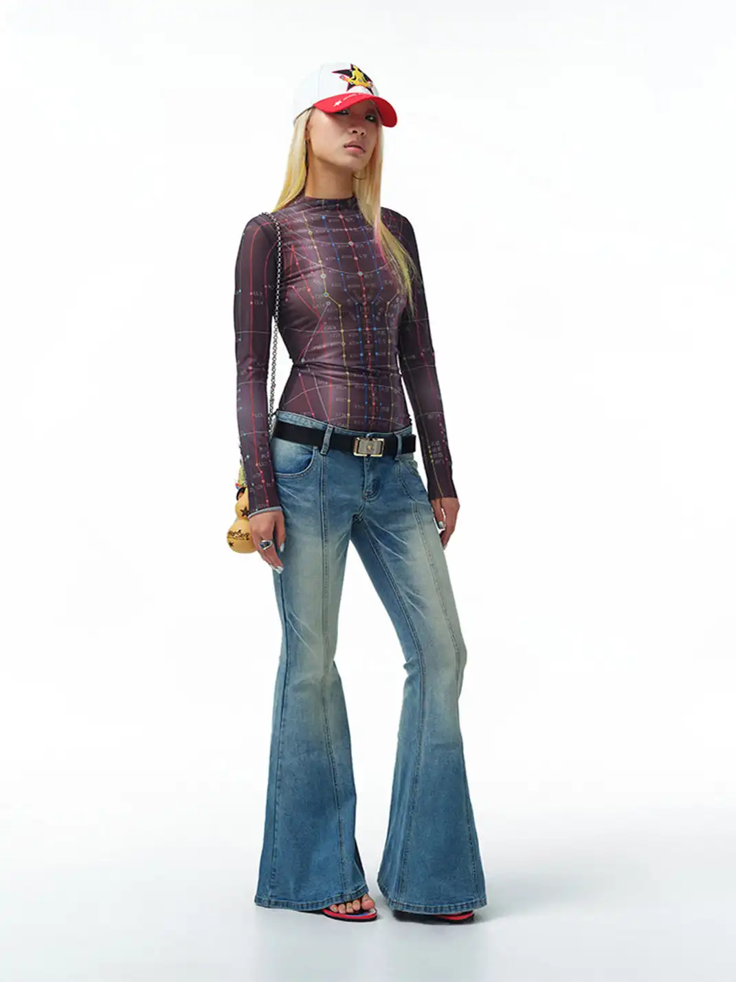 HuDieGongZhu | Paneled Low-Rise Flared Jeans
