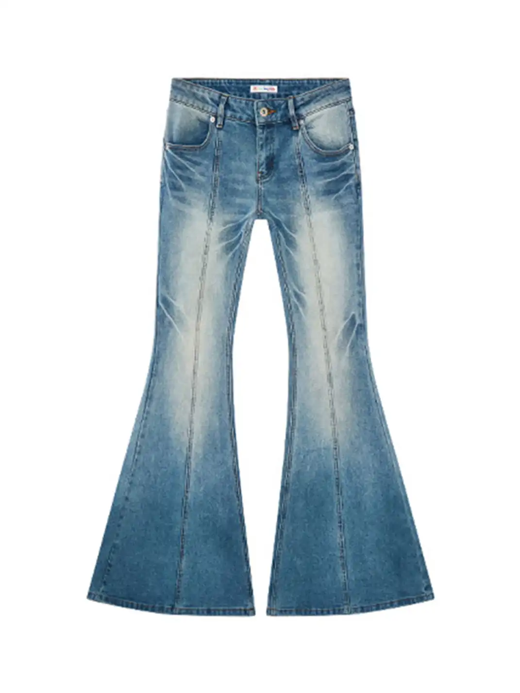 HuDieGongZhu | Paneled Low-Rise Flared Jeans