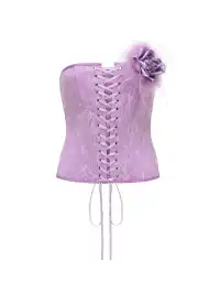 HuDieGongZhu | Lace-Up Rose Bustier With Boning