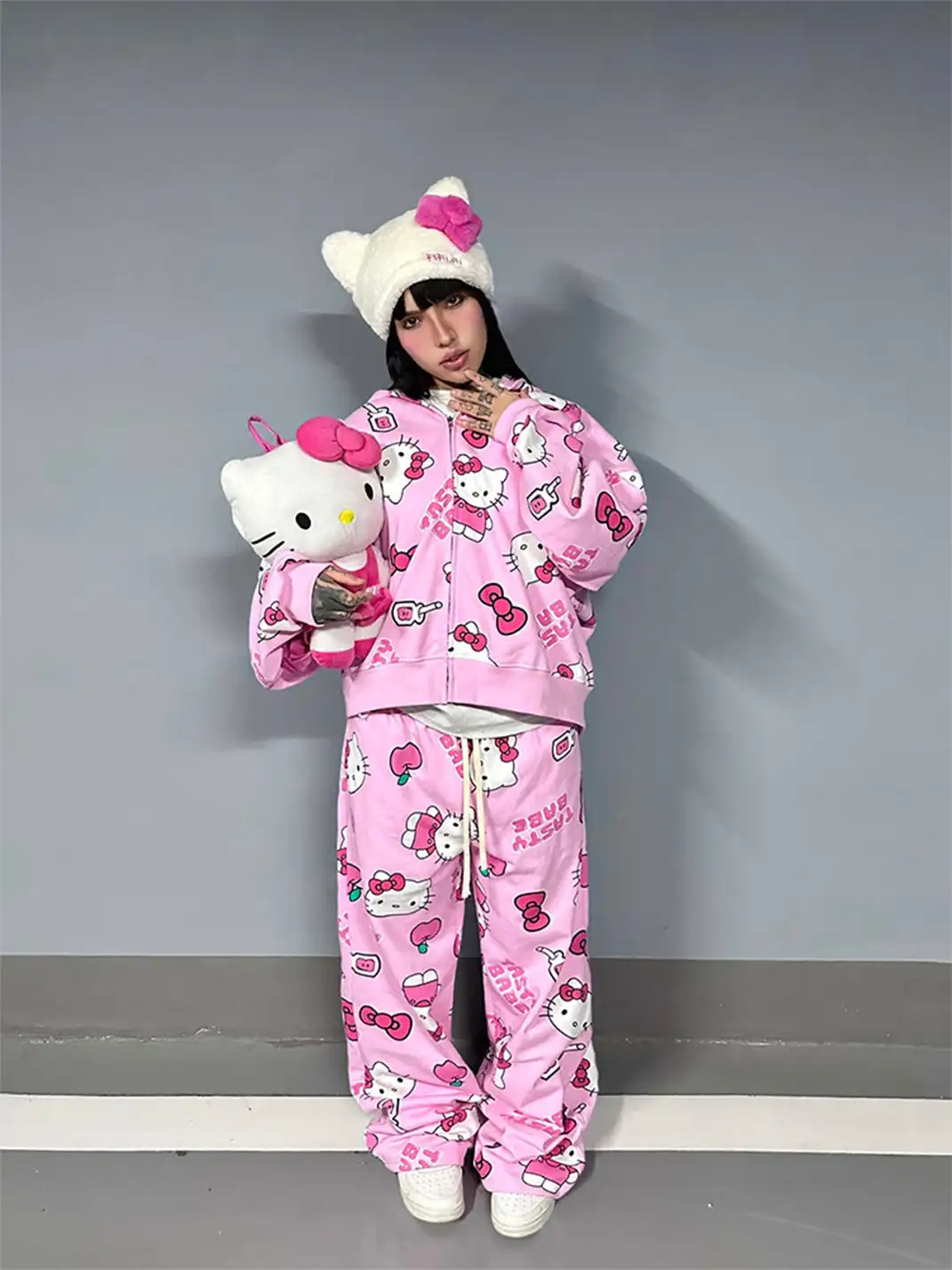 ArtByTastybabe | All Over Print Kitty Sweatshirt Set
