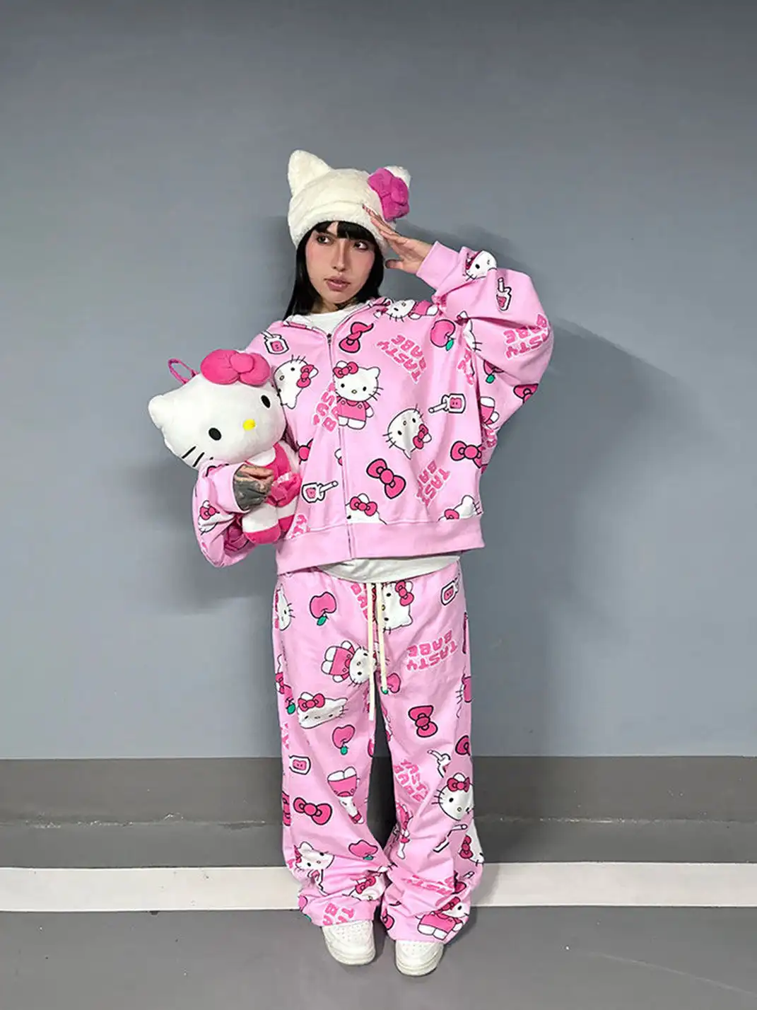 ArtByTastybabe | All Over Print Kitty Sweatshirt Set