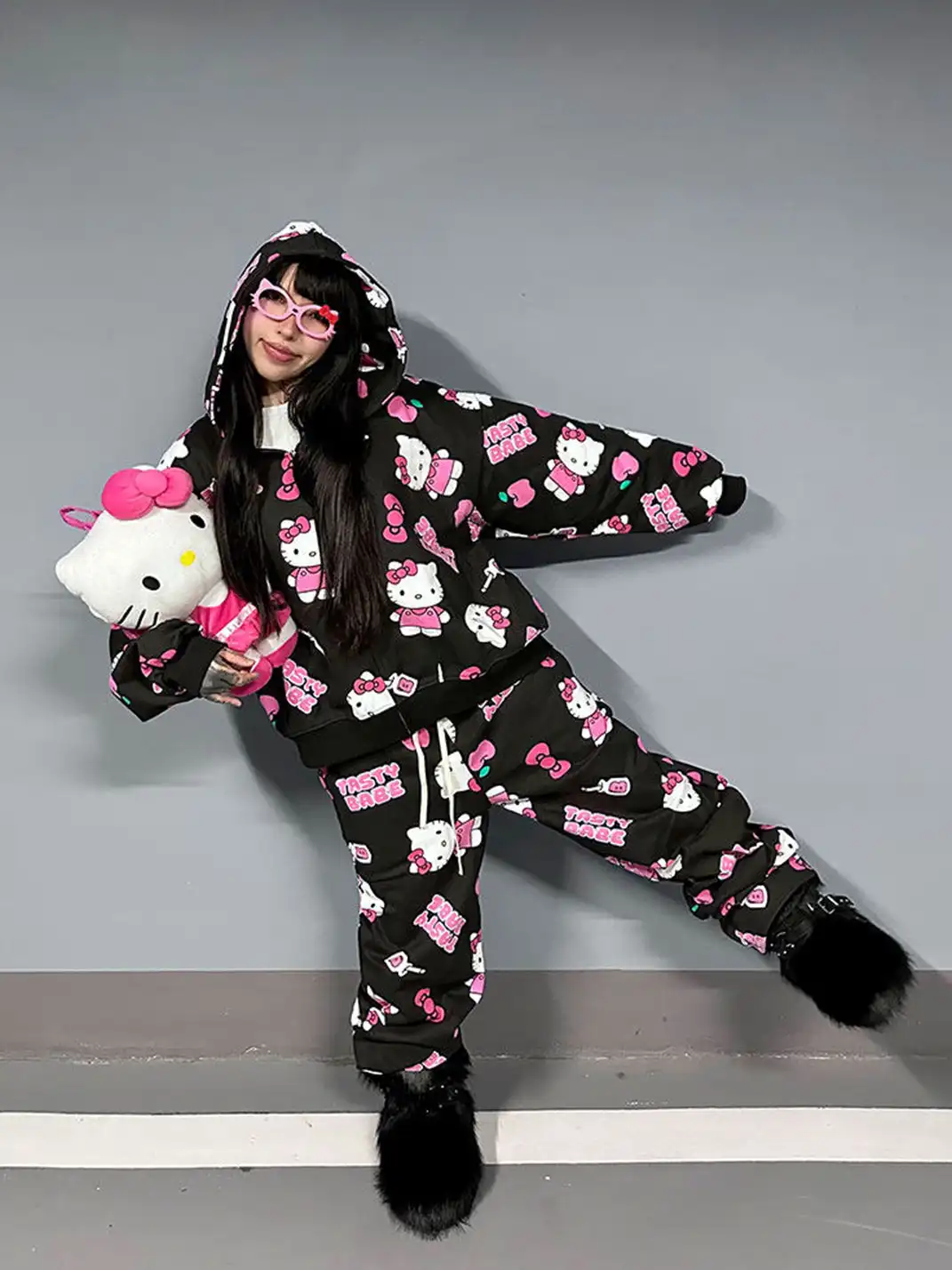 ArtByTastybabe | All Over Print Kitty Sweatshirt Set