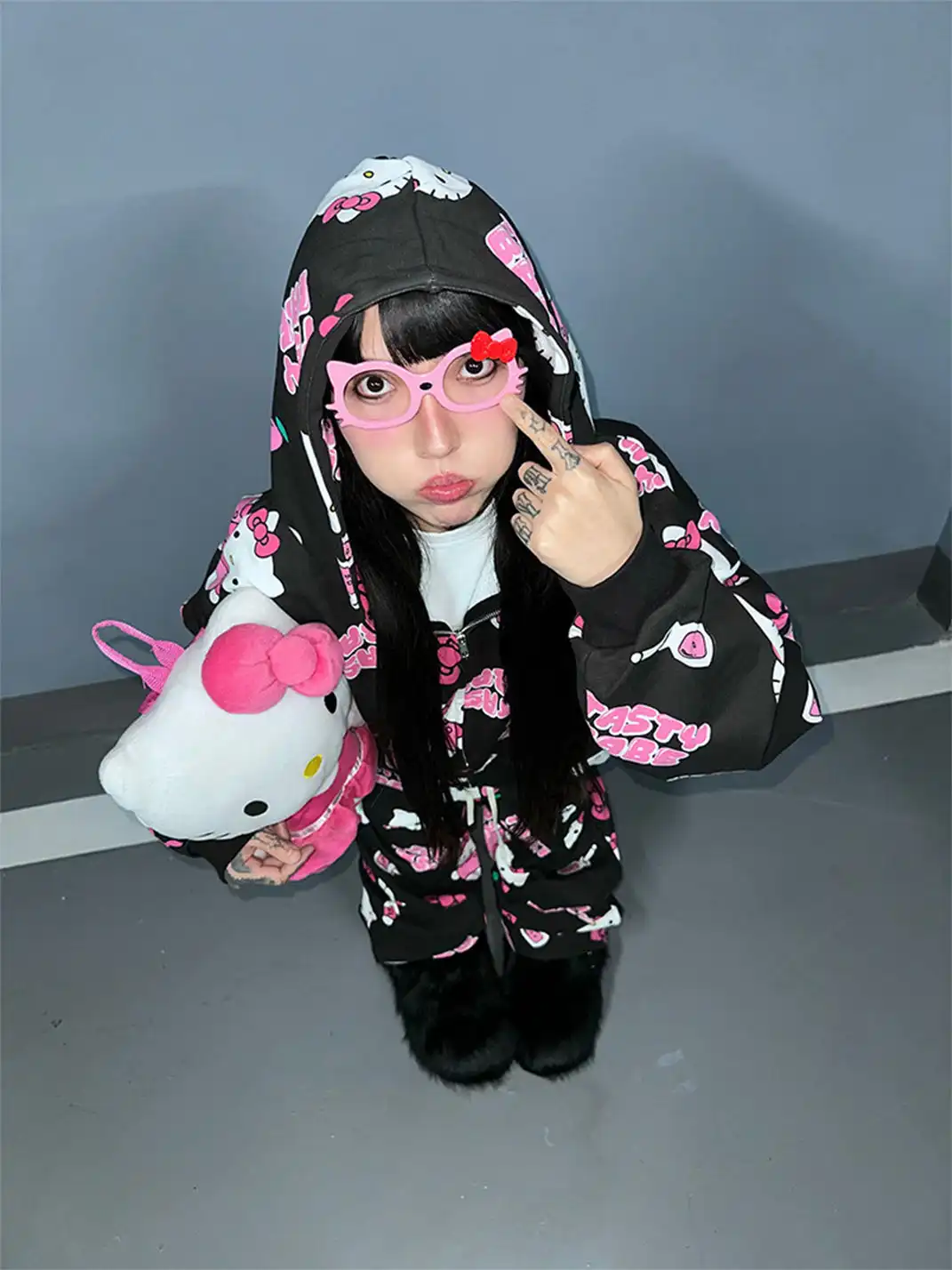 ArtByTastybabe | All Over Print Kitty Sweatshirt Set