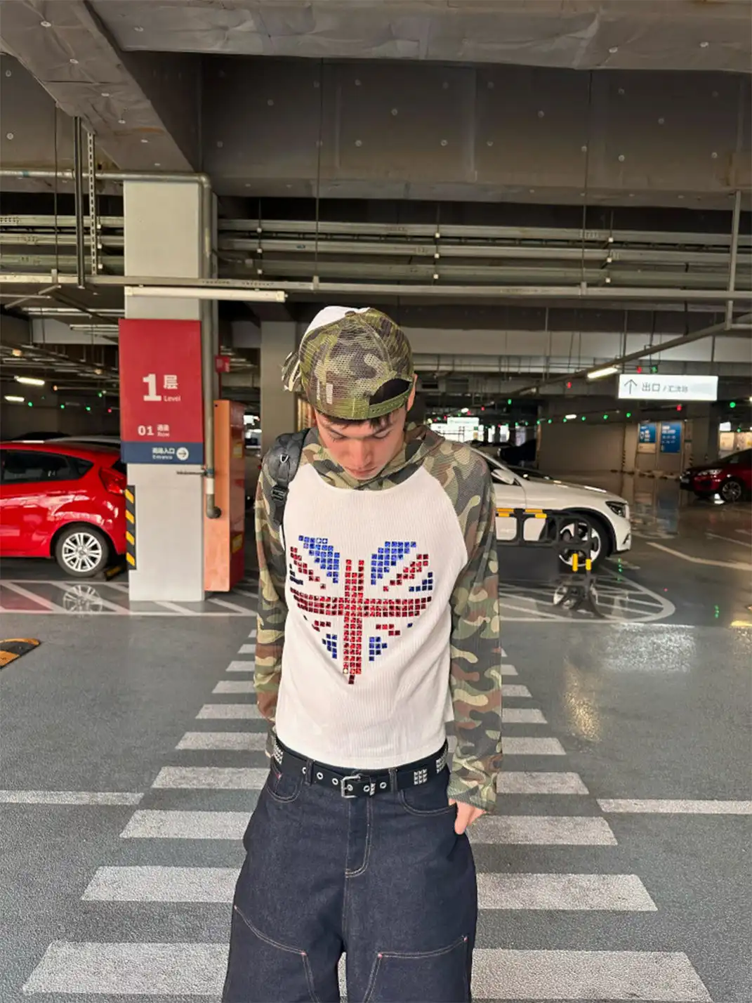 ArtByTastybabe | Camo Union Jack Square Rhinestone Hoodie
