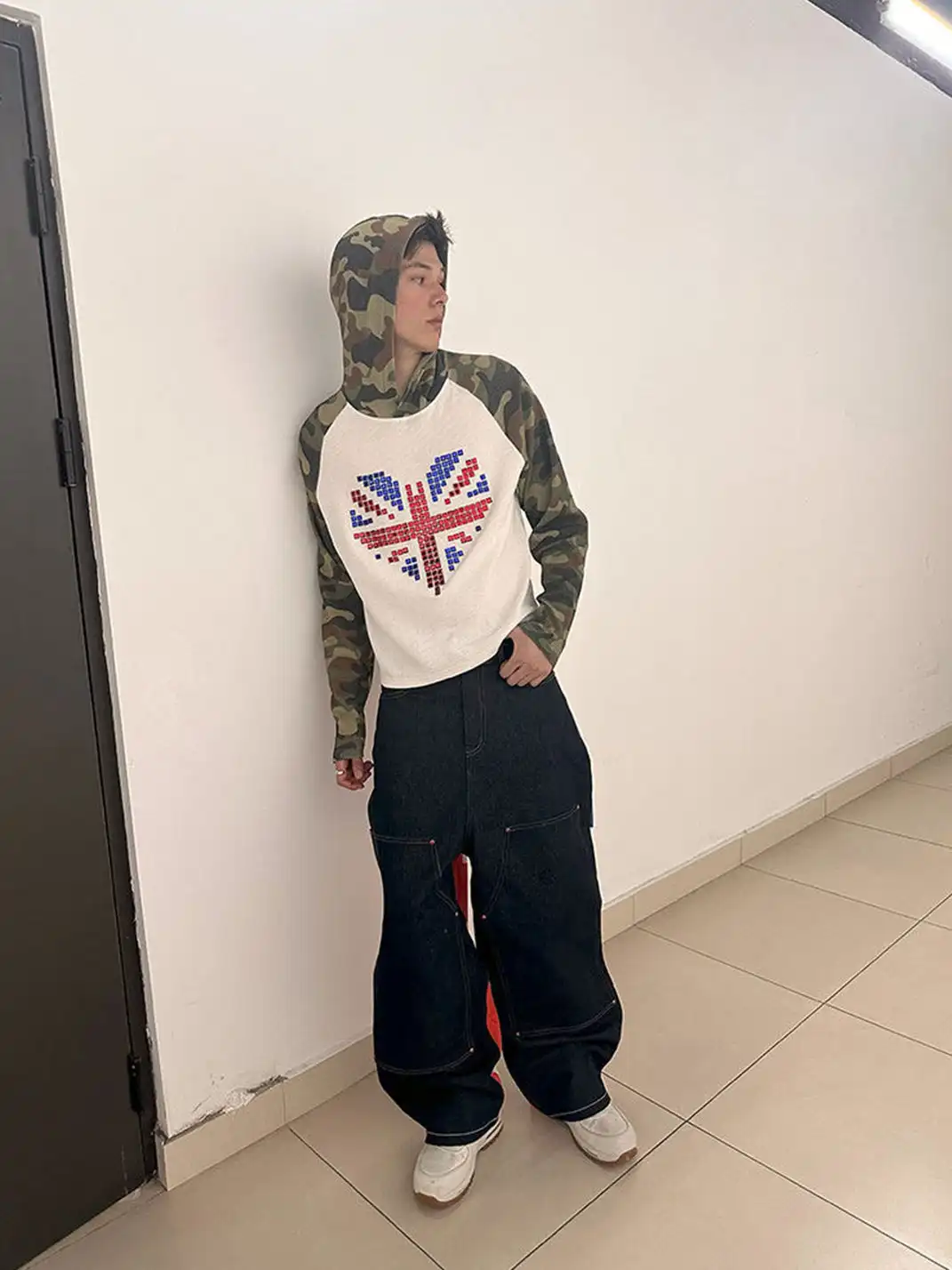 ArtByTastybabe | Camo Union Jack Square Rhinestone Hoodie
