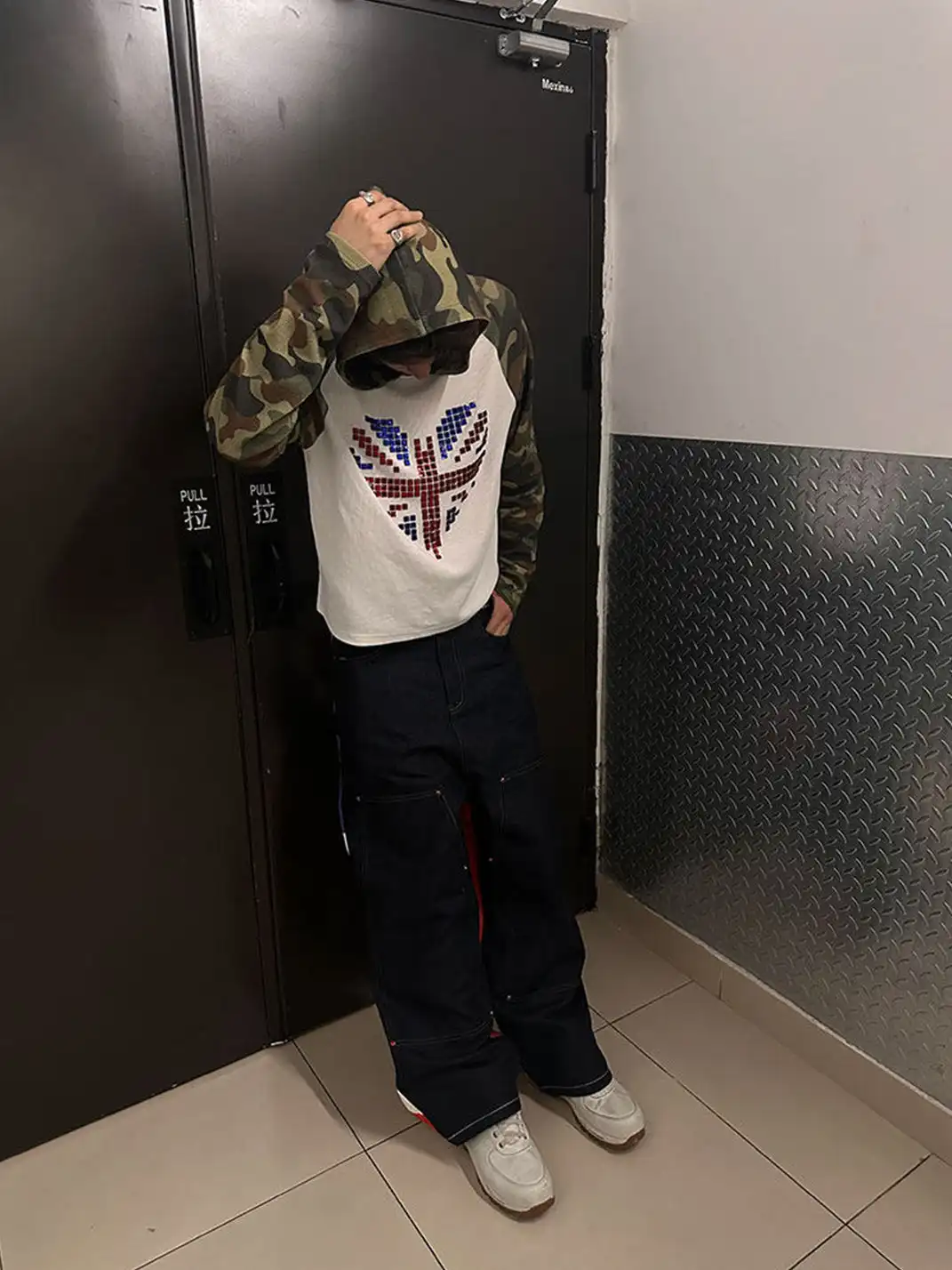 ArtByTastybabe | Camo Union Jack Square Rhinestone Hoodie