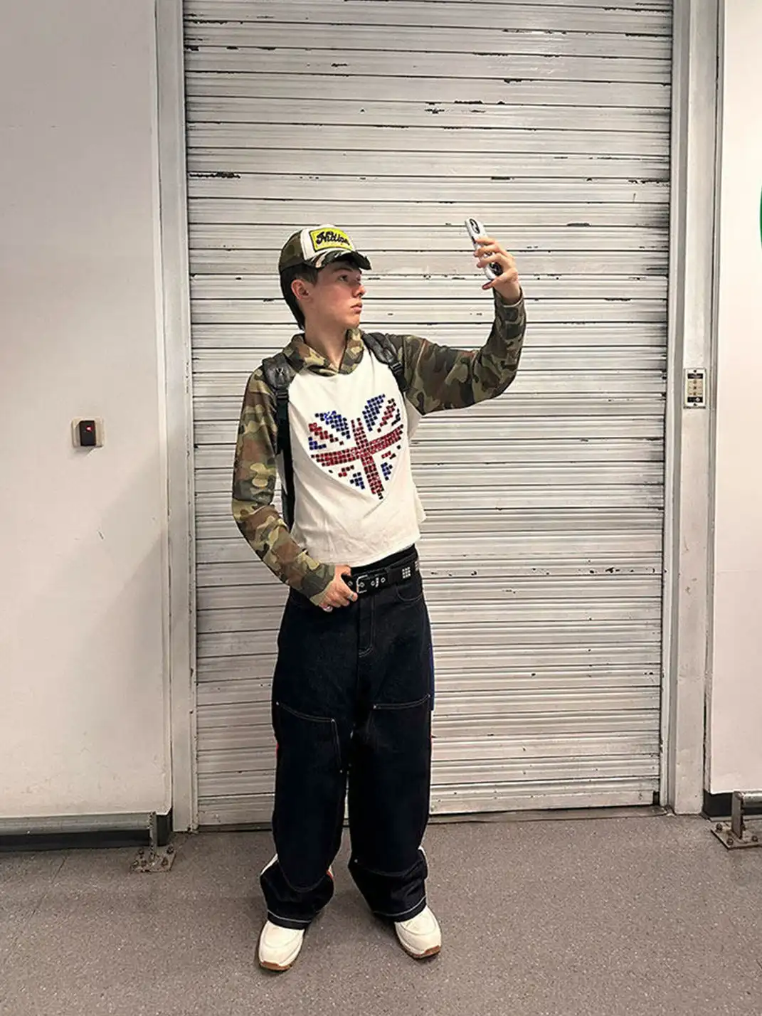 ArtByTastybabe | Camo Union Jack Square Rhinestone Hoodie