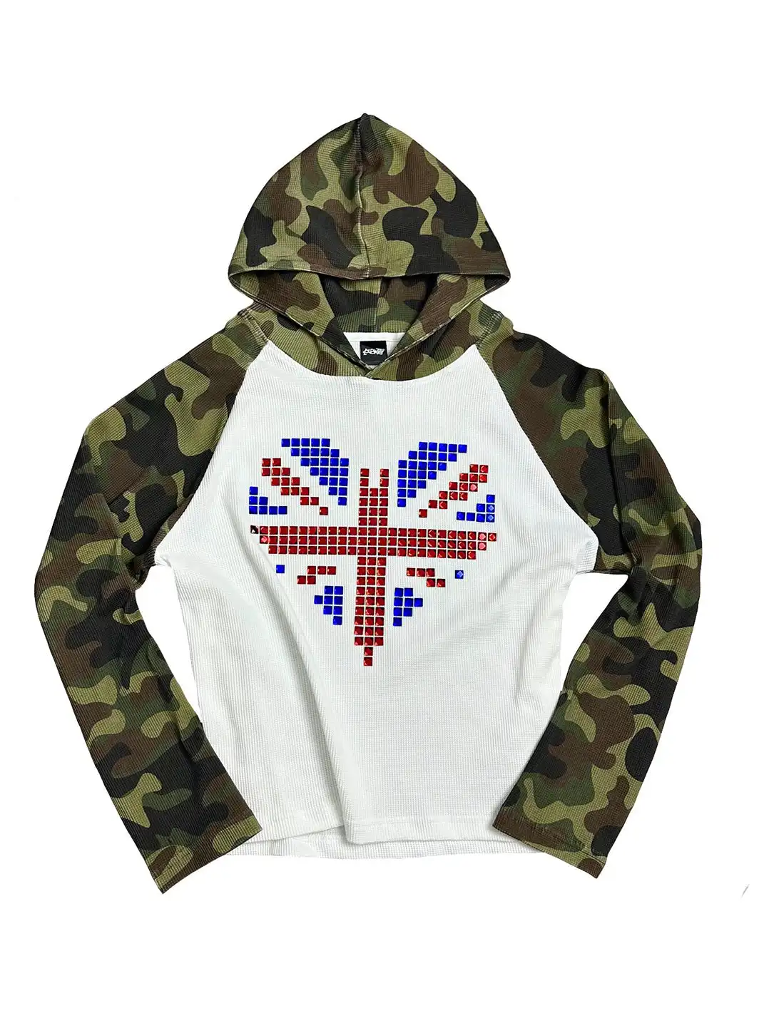 ArtByTastybabe | Camo Union Jack Square Rhinestone Hoodie