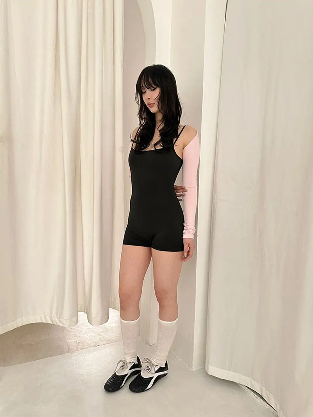ArtByTastybabe | Slim Fit Spaghetti Straps Romper/Long-sleeved Shrug