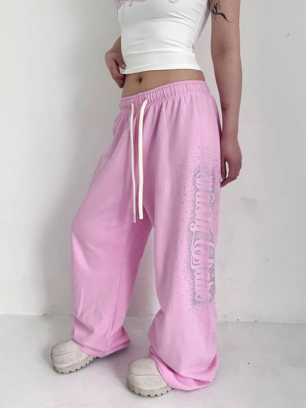 ArtByTastybabe | Rhinestone Straight-leg Sweatpants
