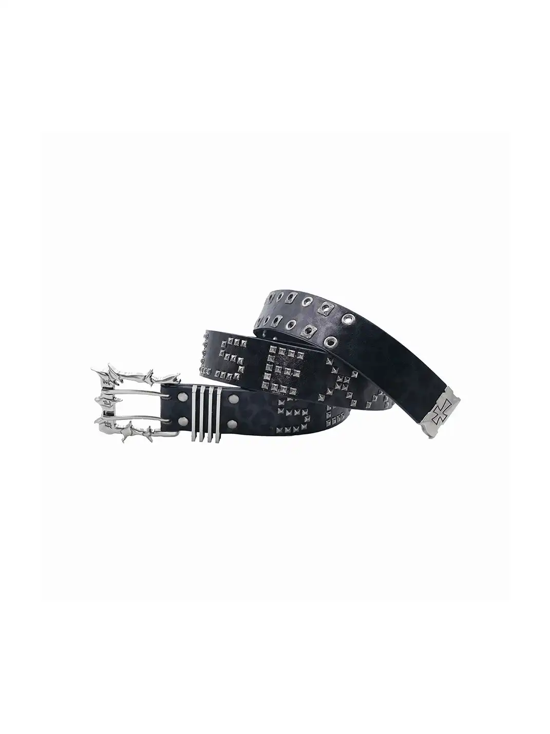 SEXXDEVIL | Leopard Print Studded Double-Needle Belt