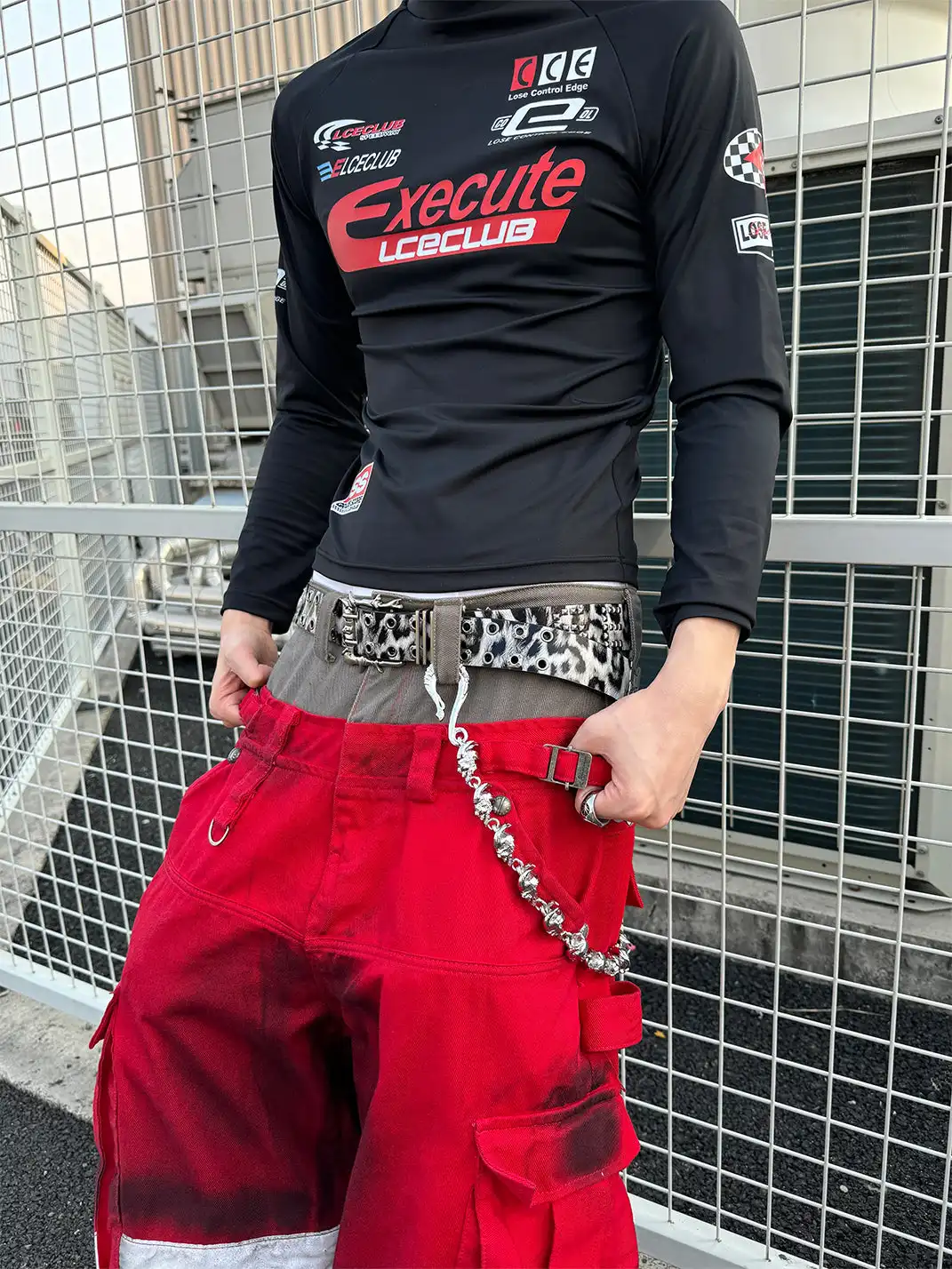 SEXXDEVIL | Leopard Print Studded Double-Needle Belt