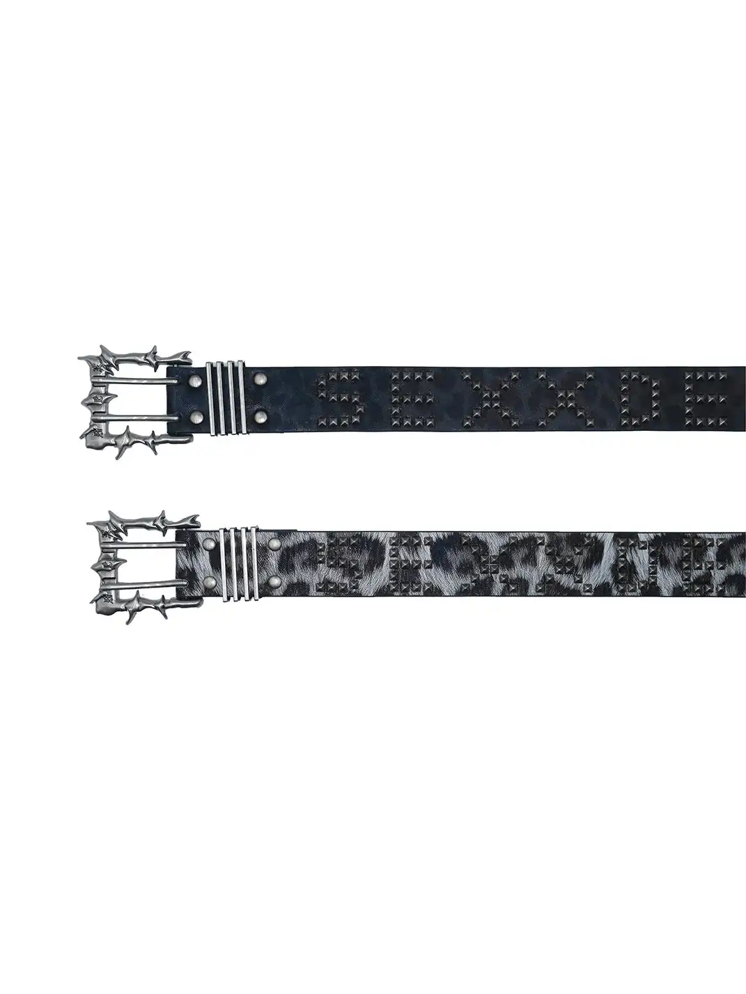 SEXXDEVIL | Leopard Print Studded Double-Needle Belt