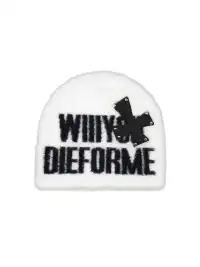 SEXXDEVIL | Studded Cross Leather Patch Jacquard Beanie