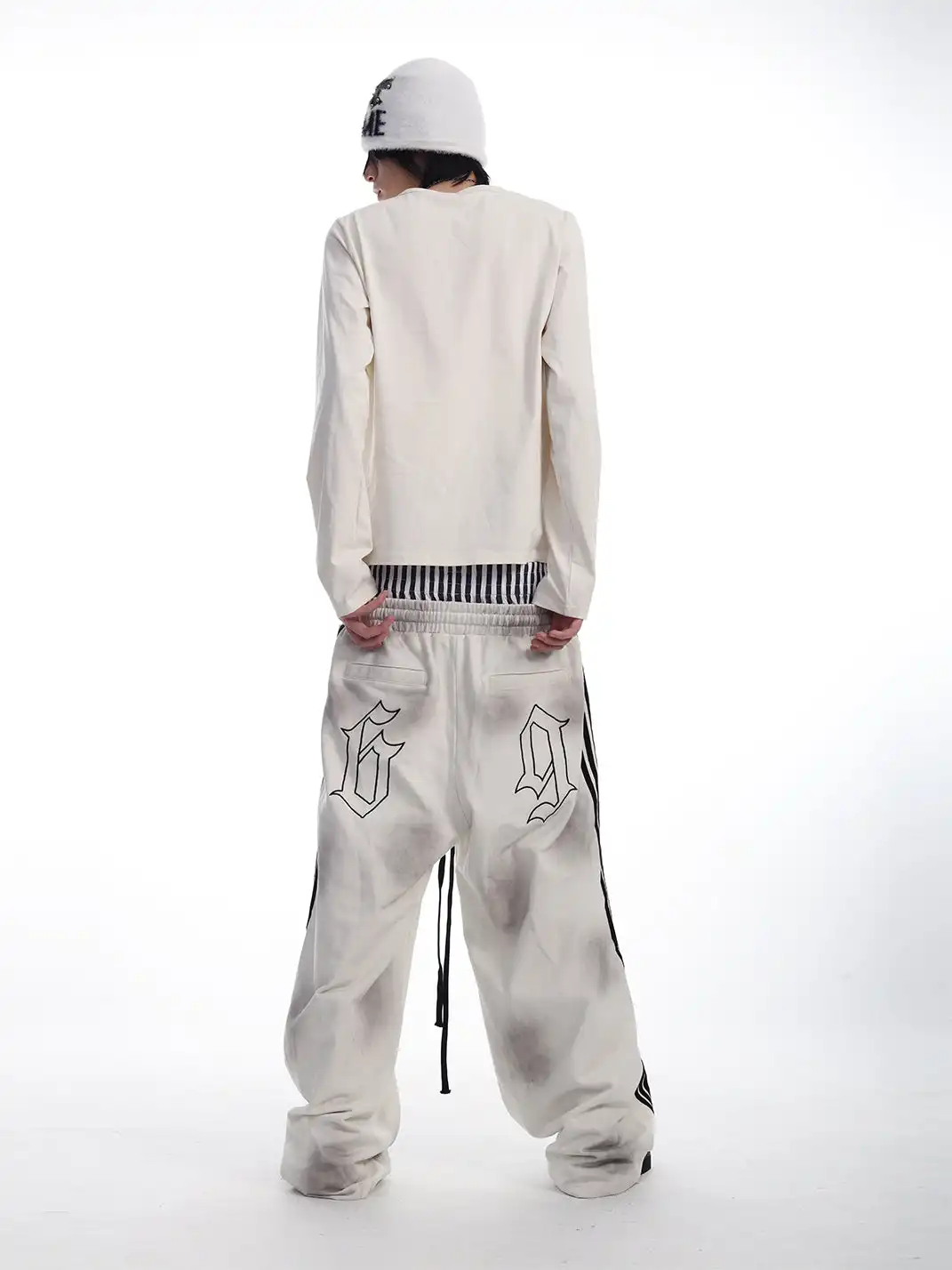 SEXXDEVIL | 3-Waist Layer 5-Stripe Embroidered Sweatpants