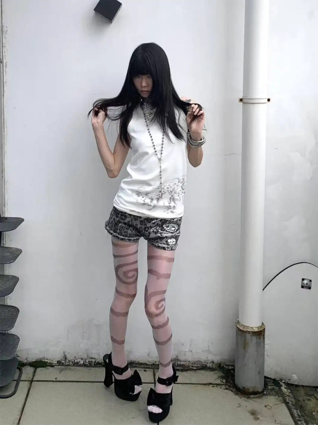 SEXXDEVIL | Circle Print Sheer Pantyhose