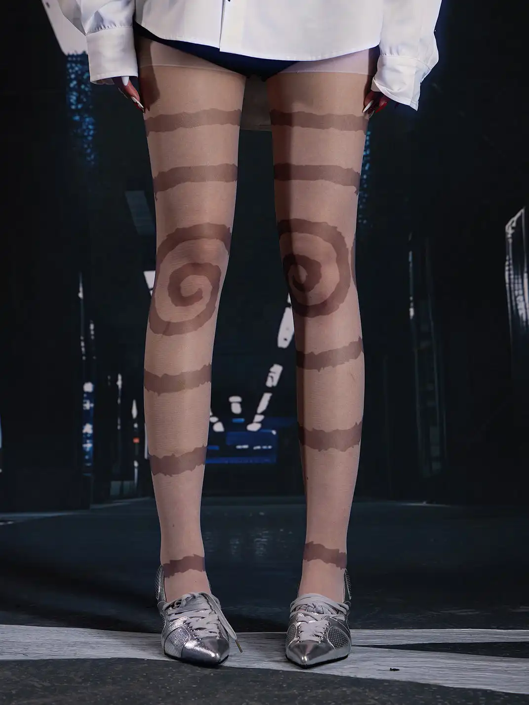 SEXXDEVIL | Circle Print Sheer Pantyhose