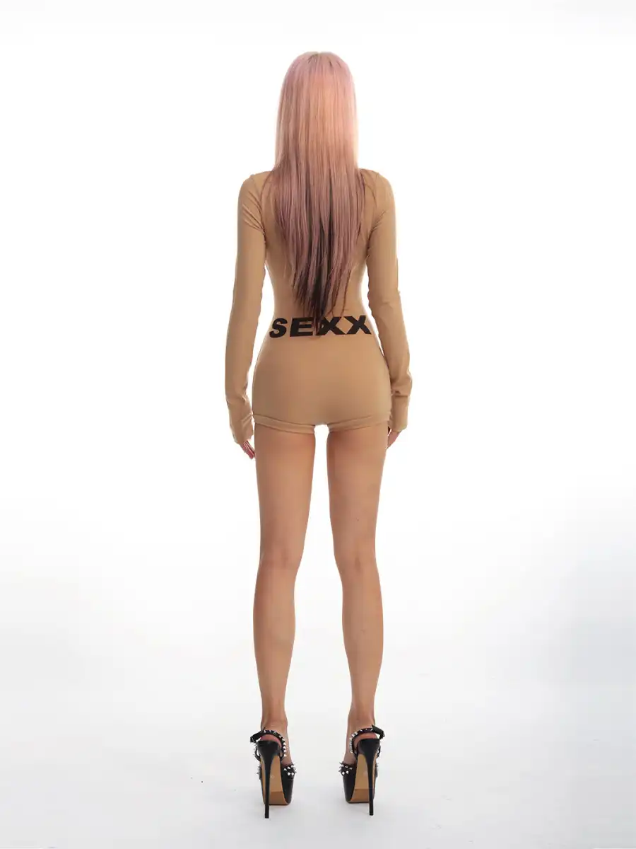 SEXXDEVIL | Mock Neck Half Zipper Romper - 4