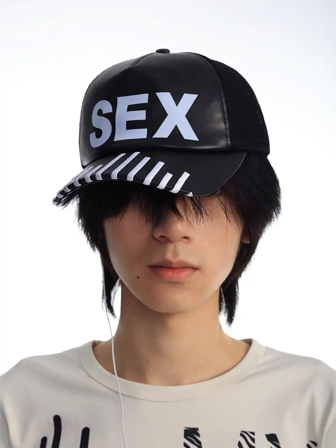 SEXXDEVIL | Leather Print Embroidered Baseball Cap