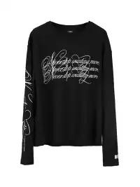SEXXDEVIL | Script Slogan Embroidered Long Sleeve T-shirt