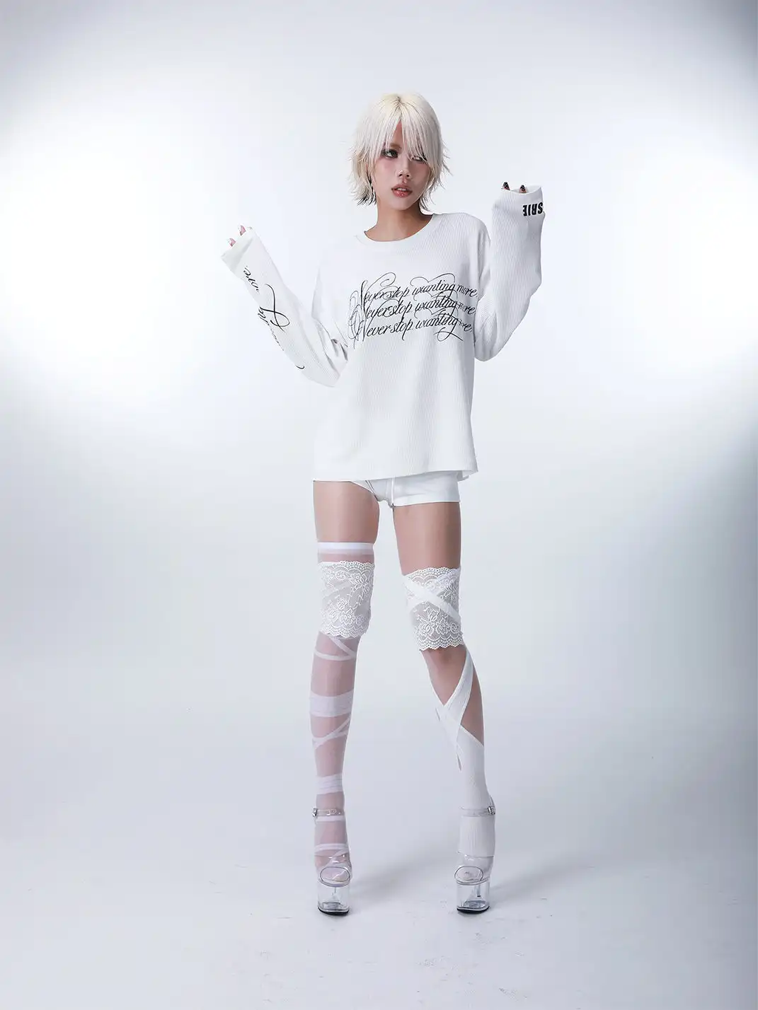 SEXXDEVIL | Script Slogan Embroidered Long Sleeve T-shirt