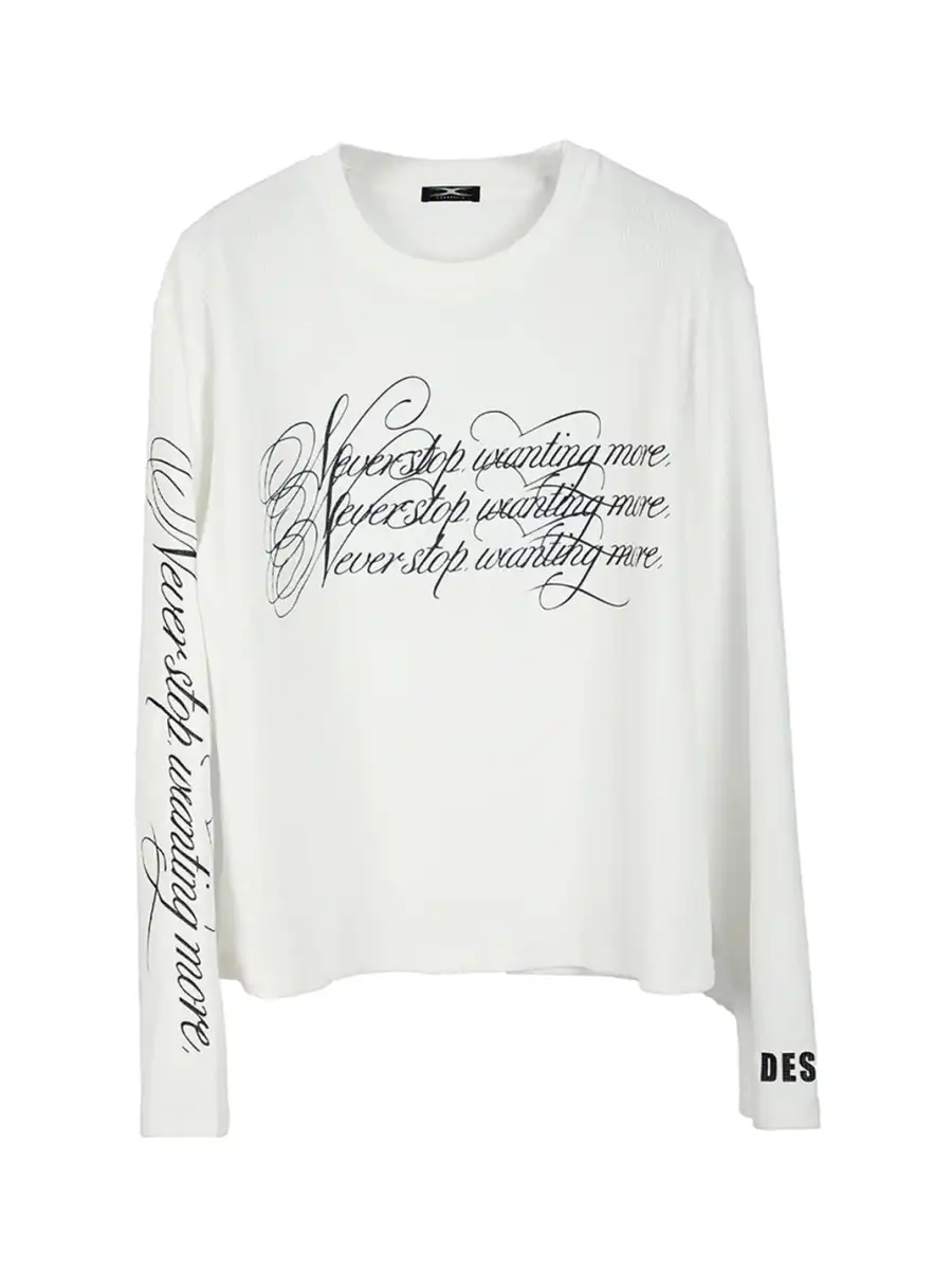 SEXXDEVIL | Script Slogan Embroidered Long Sleeve T-shirt - 4