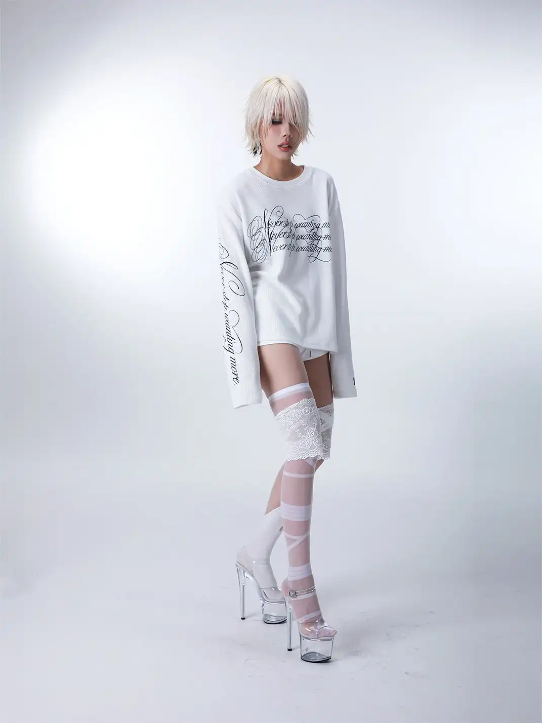 SEXXDEVIL | Script Slogan Embroidered Long Sleeve T-shirt