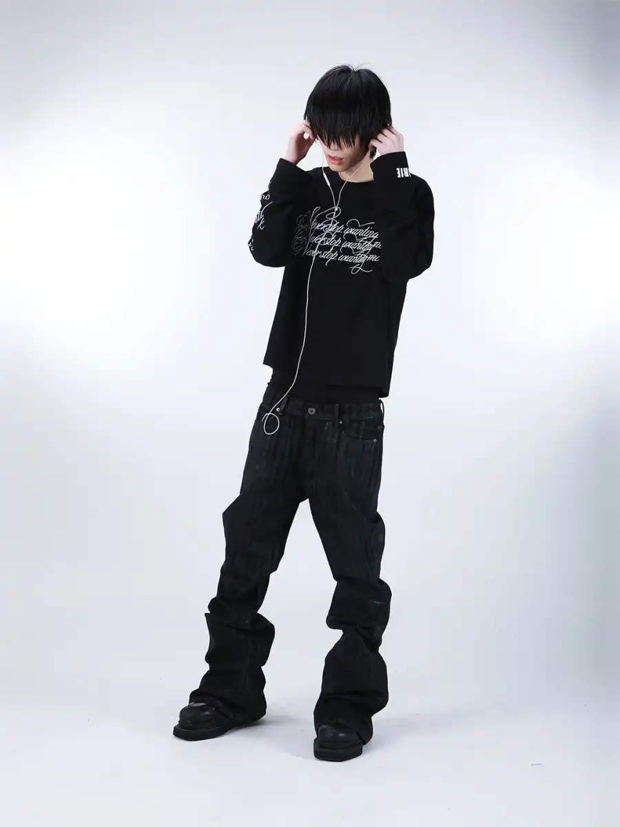 SEXXDEVIL | Script Slogan Embroidered Long Sleeve T-shirt - 3