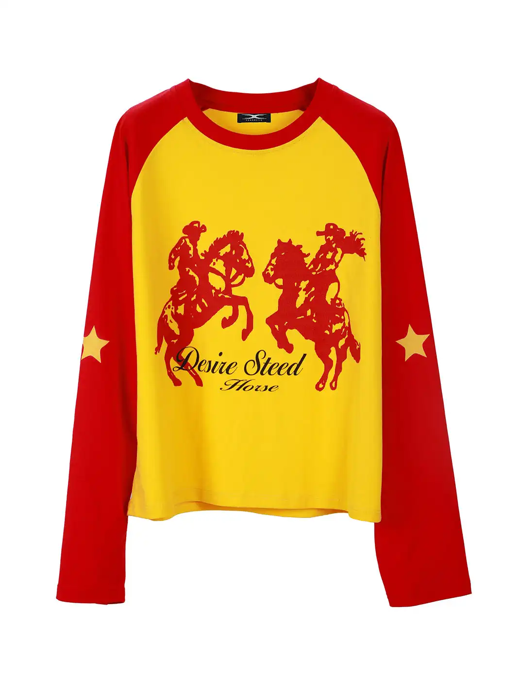 SEXXDEVIL | Digital Print Star Raglan Long Sleeve T-shirt-Red