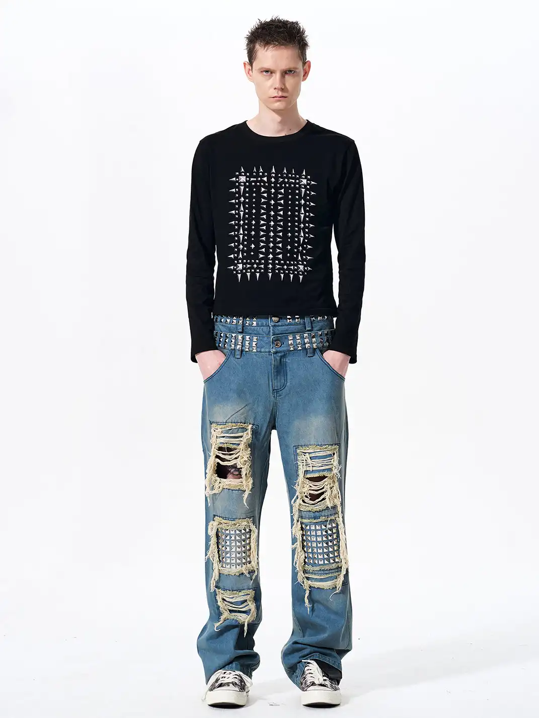 Fourth3ex | Studded Print Long Sleeve T-shirt